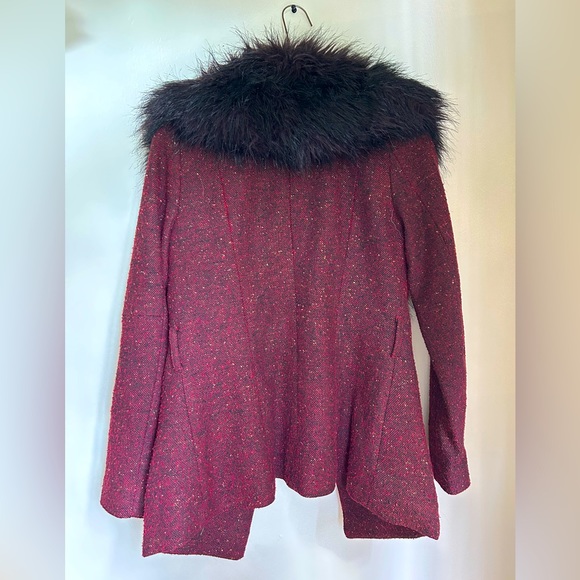 Burgundy H&M Faux Fur Jacket - Picture 5 of 5